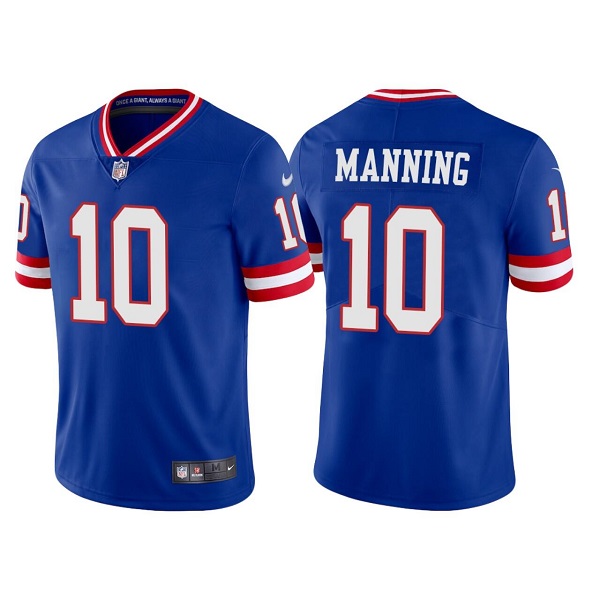 Men's New York Giants #10 Eli Manning Royal Vapor Untouchable Classic Retired Player Stitched Game Jersey